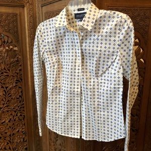 NWT Jones New York signature petite button-down shirt white/cobalt blue